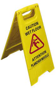 Bilingual wet floor sign, yellow, english/french /k