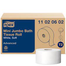 Tork advanced soft mini jumbo batht tissue roll 2 plis 12x228.9